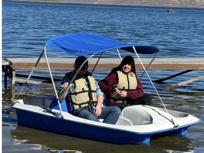 Sun Dolphin 4-Person Pedal Boat with Canopy and Trailer - Great for Lakes & Ponds, fishing. Will sell separately.