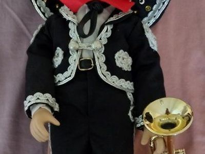 Nancy Leslie "Jose" Mariachi Porcelain Doll with Trumpet & Stand, Collector's Item