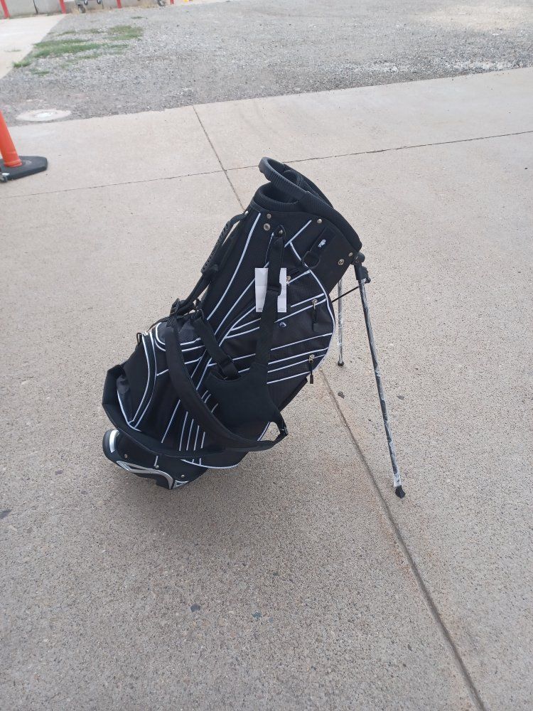 costaway Black Stand Golf Bag with Multiple Dividers and Dual Straps