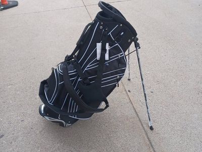 costaway Black Stand Golf Bag with Multiple Dividers and Dual Straps
