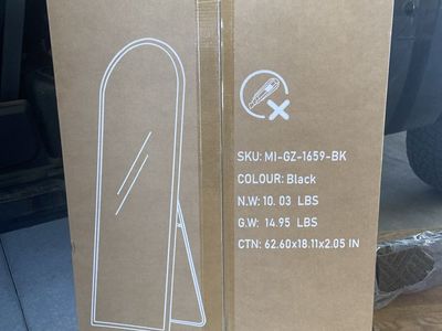 Unbranded Black Full Length Arch Floor Mirror 62.6" x 18.11" with Stand