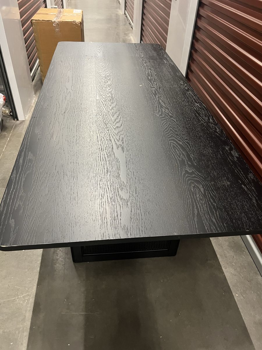 Lirago 79” Solid Wood Black Double‑Pedestal Dining Table Seats 8 Brand New