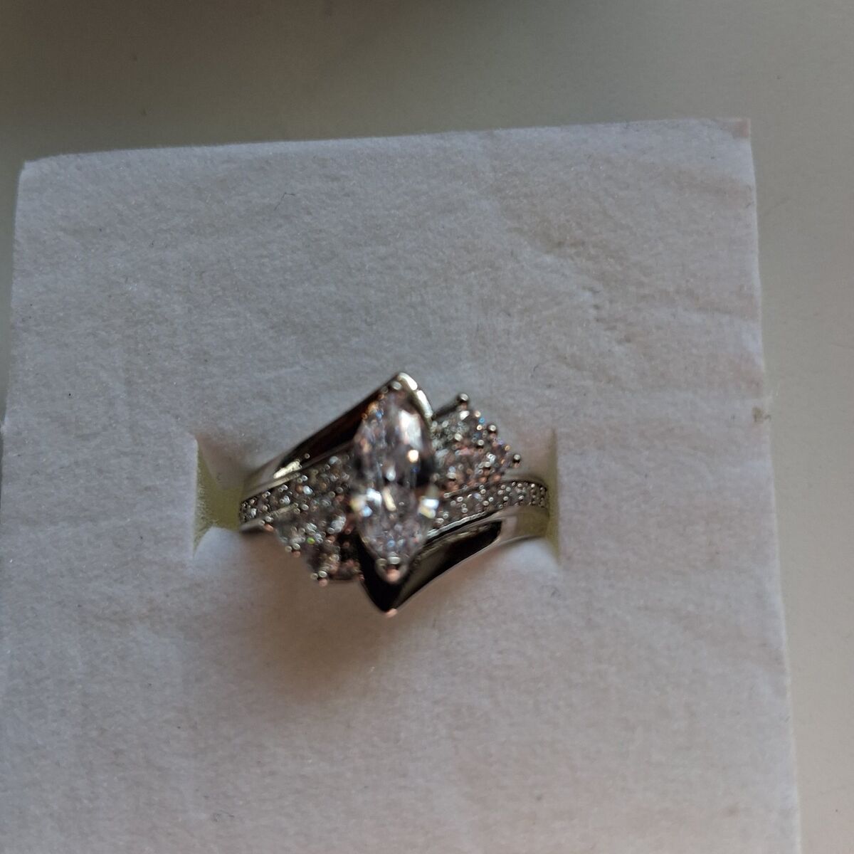 .925 Silver 3 caret Lab Created marquis Diamond 7