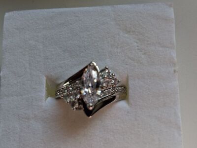 .925 Silver 3 caret Lab Created marquis Diamond 7