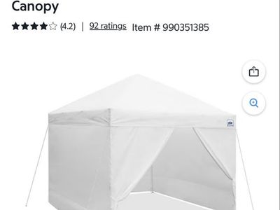 E-Z UP 10' x 10' Commercial Canopy - White, adjustable Height Options, 10' Max Peak Height