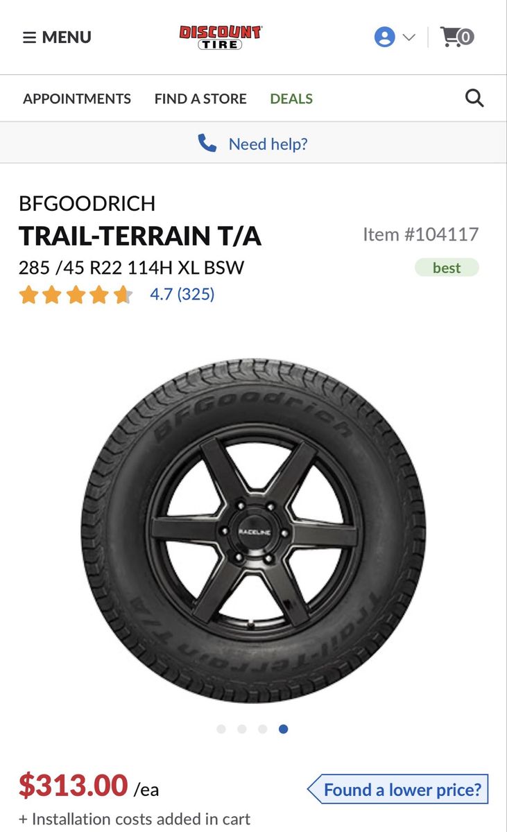 285 / 45 R22 BFGoodrich Trail Terrain T/A