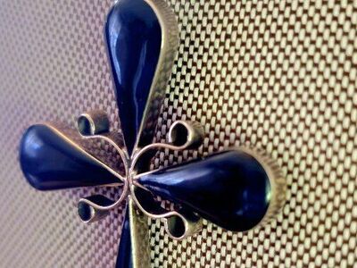 VNTG UNIQUE Signed TC-01 SS 925 Black Onyx 2" Pend