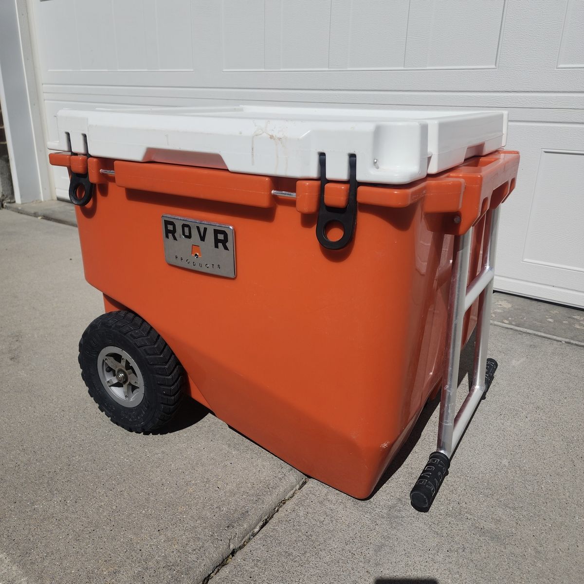 ROVR RollR 80 QUART COOLER ORANGE w/ WAGON BIN & ALL TERRAIN TIRES ELITE COOLER NICE!!