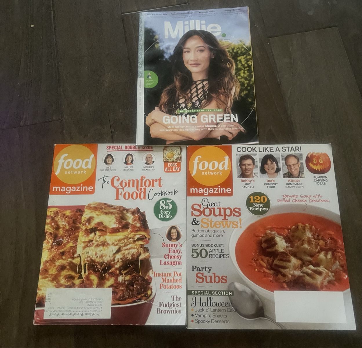 2 Food Network Magazines & 1 Millie Magazine 