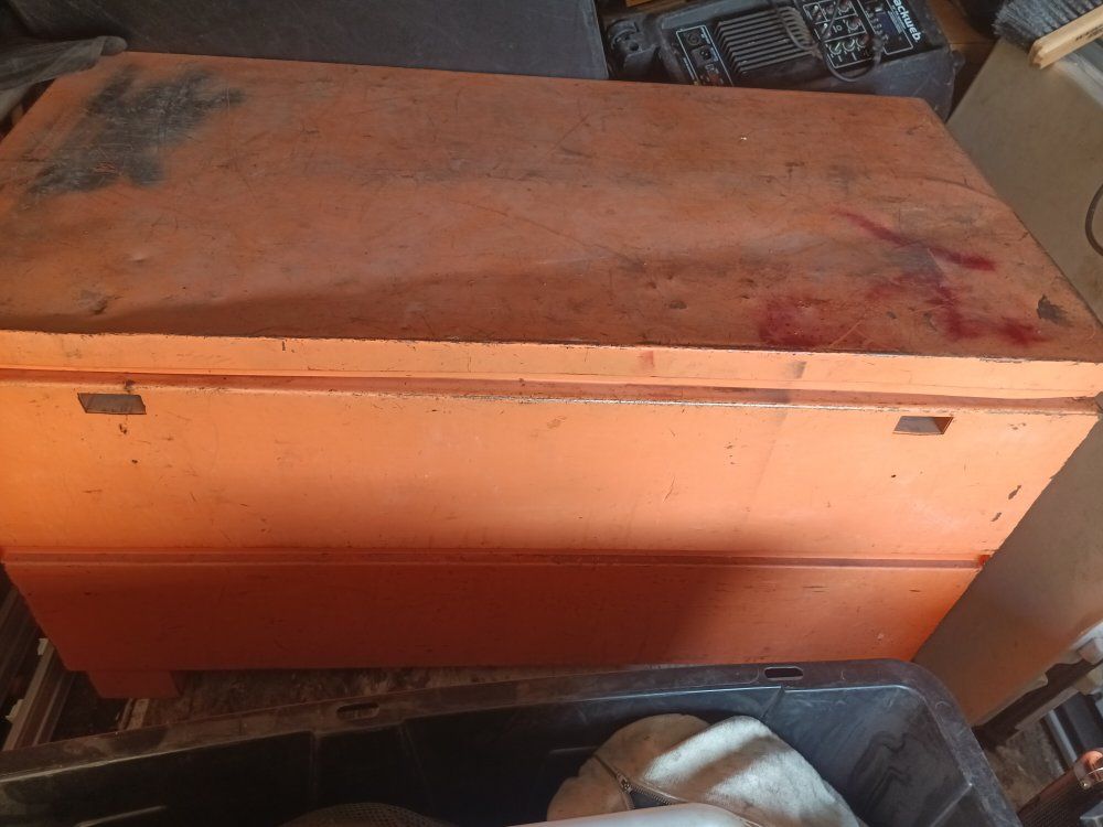 Large Orange Heavy Duty Metal Storage Chest Job Site Tool Box