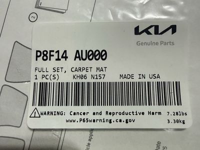 New KIA floor mats from 27 Telluride, P8F14-AU000