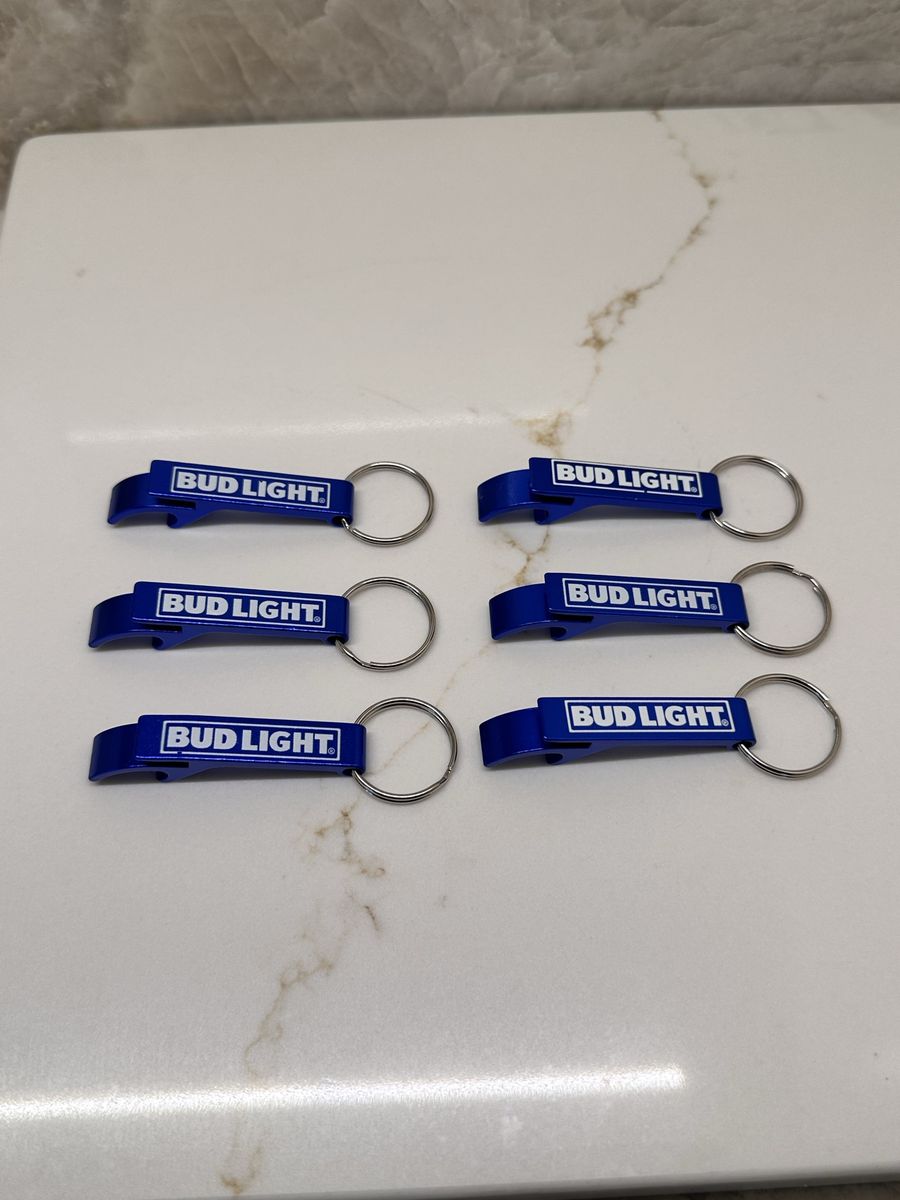 New Bud Light Blue Bottle Opener Keychain Set of 6