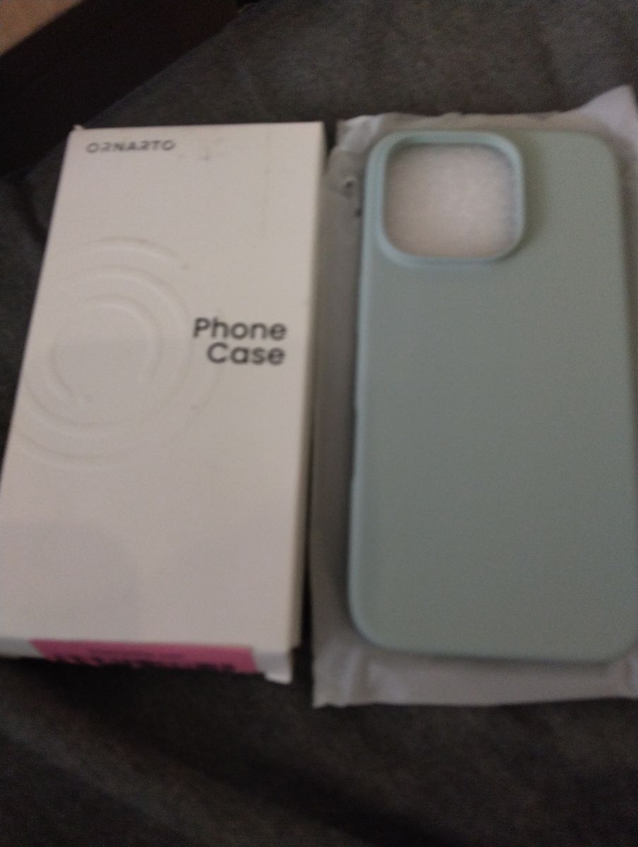 ORNARTO liquid silicone phone case in a light green or "mint" color.