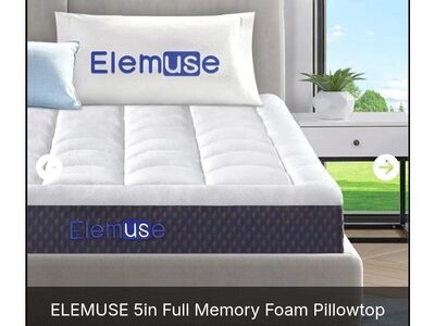 ELEMUSE NEW 5in Full Memory Foam Pillowtop Mattr