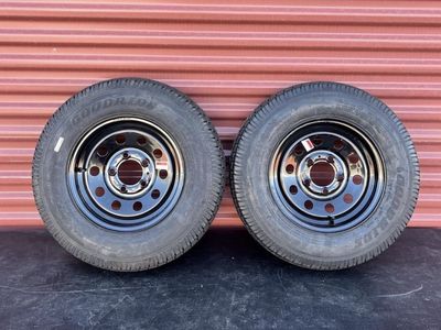 New Set of 2 Good Ride ST 175/80 D 13 Trailer Tires Mounted on New Black Mod Wheels Brand New 5 on 4.5 Pattern