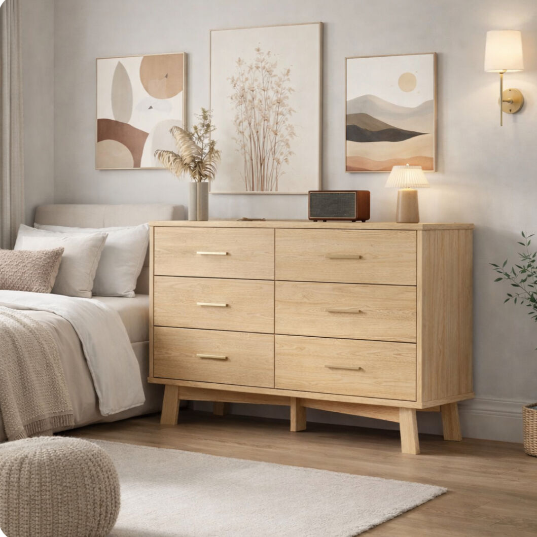 NEW 6-Drawer Dresser Mid-century Modern