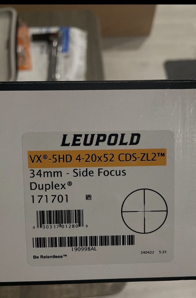 Leupold VX-5HD 4-20x52 CDS-ZL2 — 34mm, Side Focus, Duplex (Model 171701)