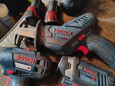 BOSCH CLPK22-120 12V Max Cordless 3-Tool Combo Kit: Drill, Impact Driver, Reciprocating Saw