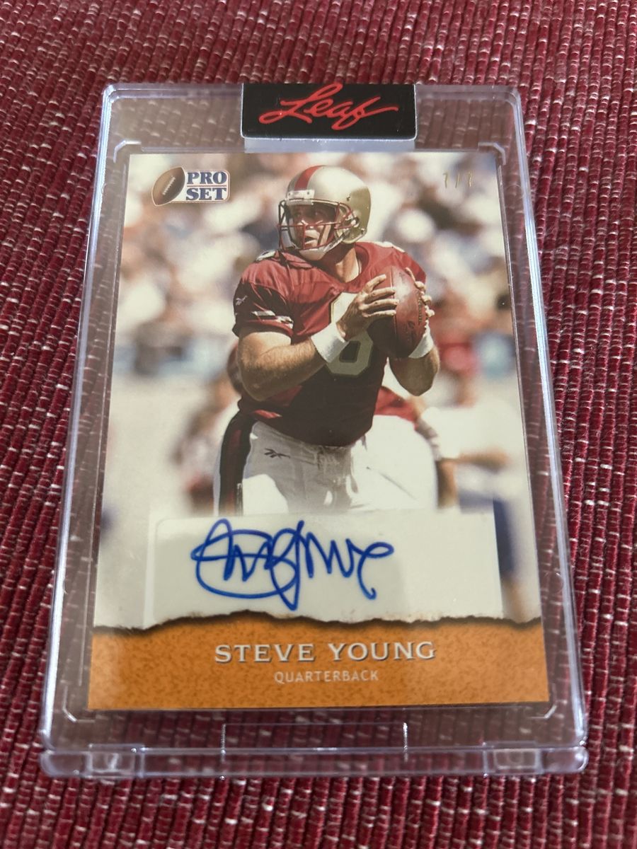 2021 Leaf Pro Set Steve Young Autographed Quarterback 7/7 made Football Card - Rare Collectible Hand Signed Certified BYU