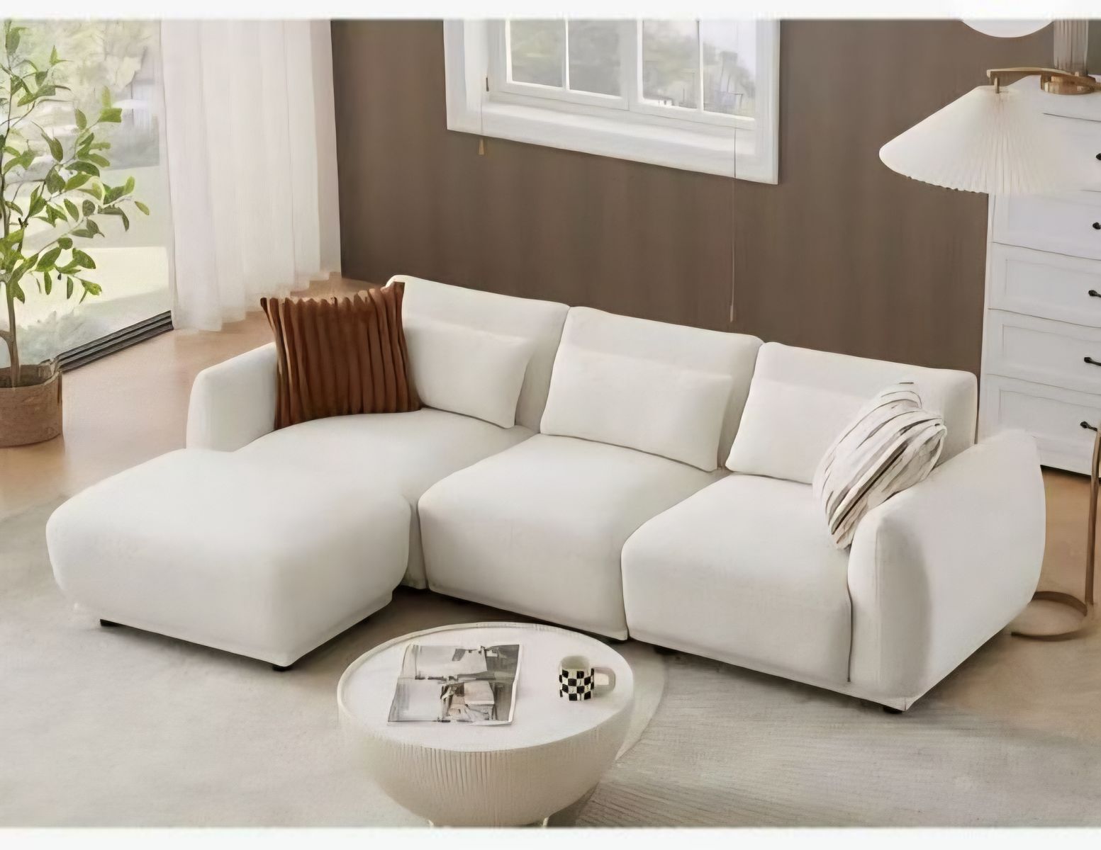 Plush Beautiful Beige Sofa