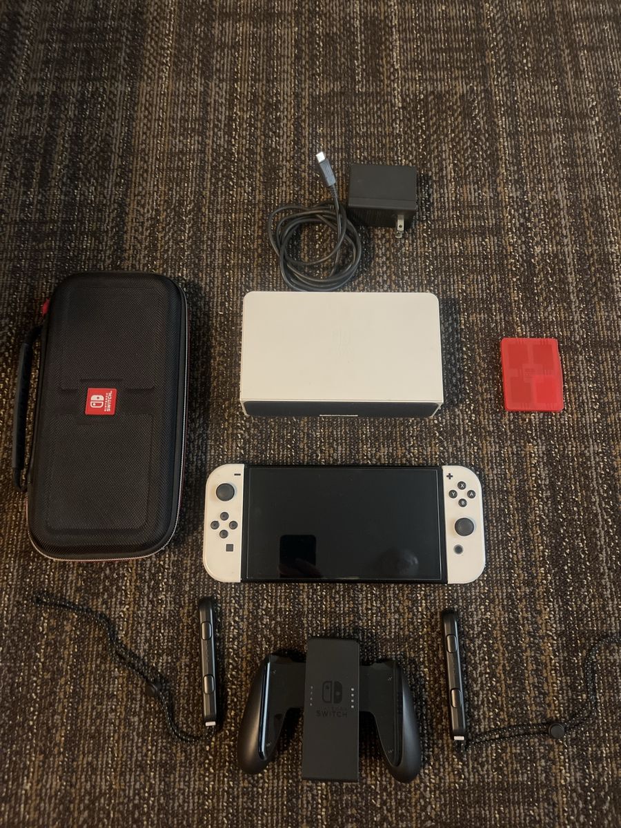 Nintendo Switch OLED Model White with Dock, Joy-Cons, and Carry Case - Excellent Condition