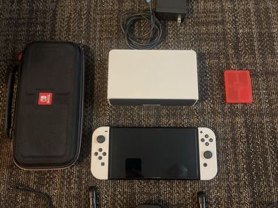 Nintendo Switch OLED Model White with Dock, Joy-Cons, and Carry Case - Excellent Condition