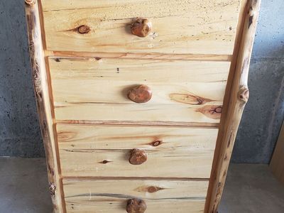 Rustic Log Built Dresser Drawer