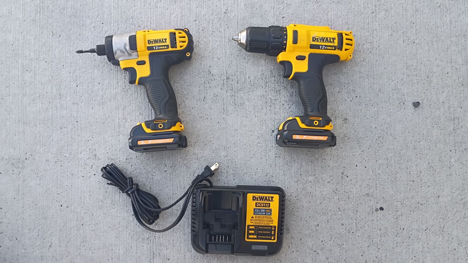DeWalt 12v Max Cordless Drill and Impact Driver, New Batteries and Charger