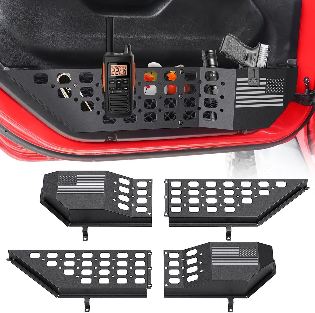 Metal Front Door Molle Panels for Jeep Wrangler JL JLU 2018-2026 | Gladiator JT 2020-2026 - Brand new