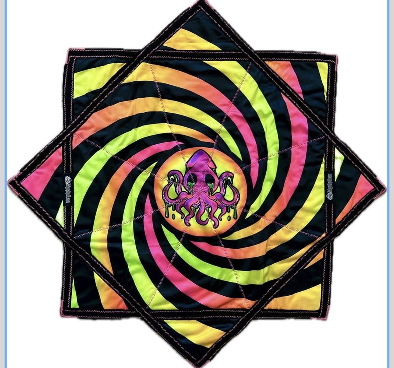 New. Trippy Squid FlowStar - UV Reactive, 2X Sided Print, Vibrant Colors,Juggling Dapo Star 26in