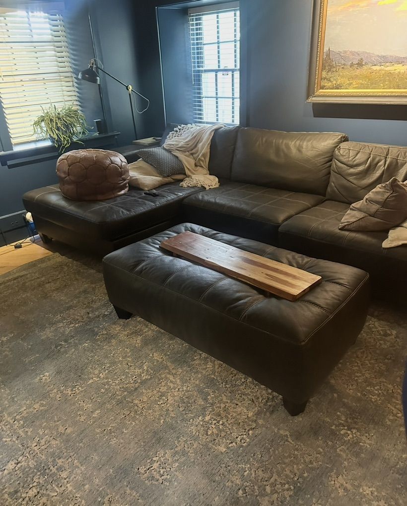 Brown Leather sectional