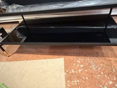 Modern Black Metal and Glass Coffee Table with Lower Shelf