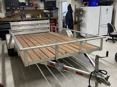 7x12 Aluminum Utility Trailer with New Wood Deck, LED Lights & Folding Ramp