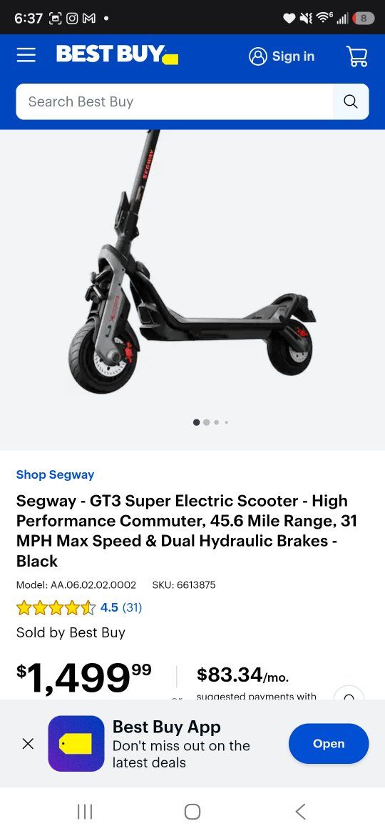 Segway GT3 Super Electric Scooter - High Performance Commuter, Black
