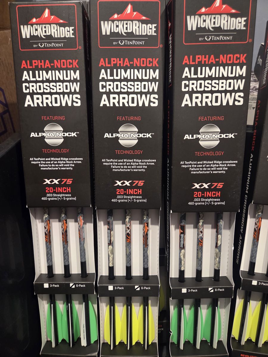 Wicked Ridge XX75 20" Aluminum Bolts Crossbow Arrows 460gr - Alpha-nock 6 Pack