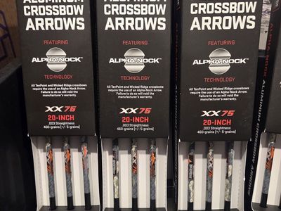 Wicked Ridge XX75 20" Aluminum Bolts Crossbow Arrows 460gr - Alpha-nock 6 Pack