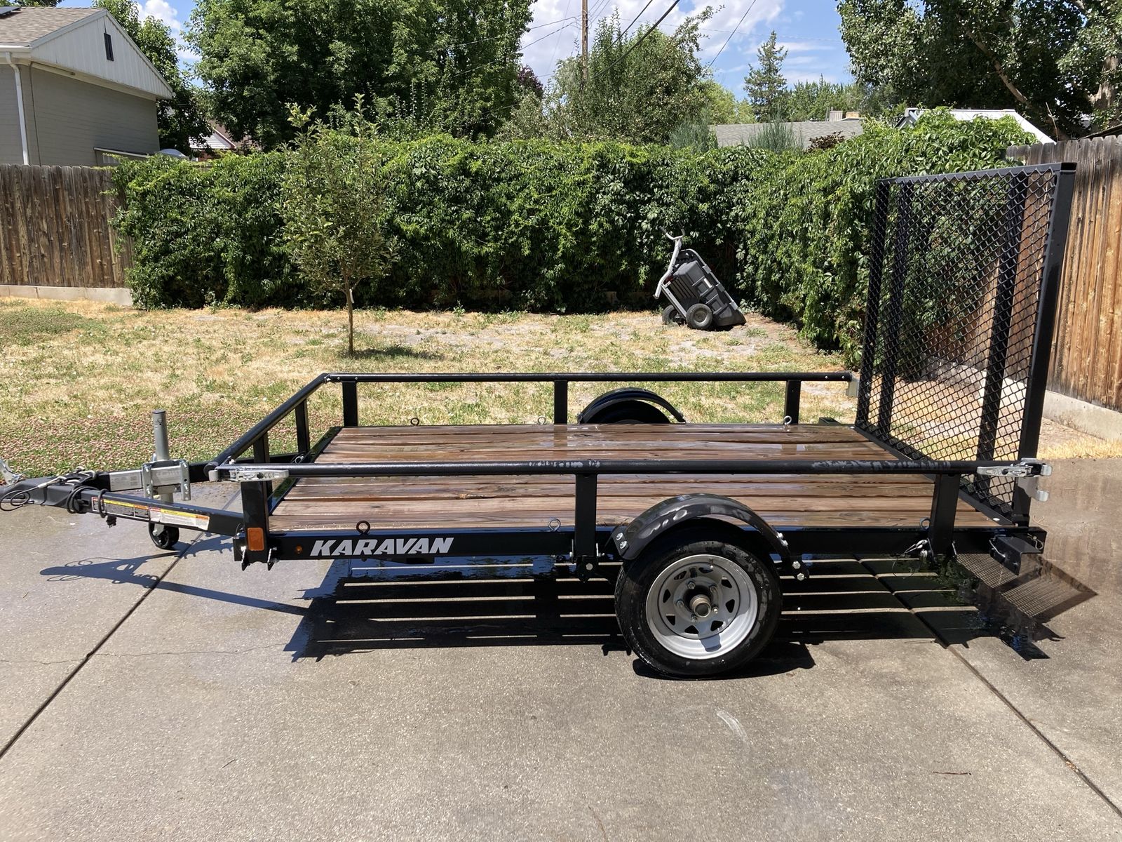 5x8 Karavan Utility Trailer - Single Axle, Wood Deck, Mesh Gate