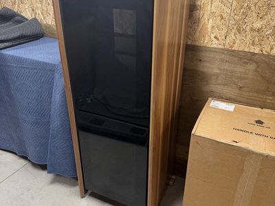 Salamander Designs Barcelona 617 Audio Cabinet, Natural Walnut, Black Glass Doors, Rack Mount Ready