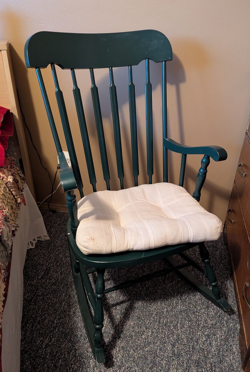 Vintage Spindle-Back Wooden Rocking Chair