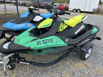 Sea-Doo Spark Jet Skis (Pair) with Trailer - Blue & Green - Ready for Summer Fun