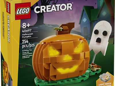 TWO USED LEGO Creator 40697 Halloween Pumpkin & Ghost Building Toy Set (254 pcs) with Light Brick
