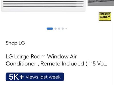 LG Large Room Window Air Conditioner with Remote Control