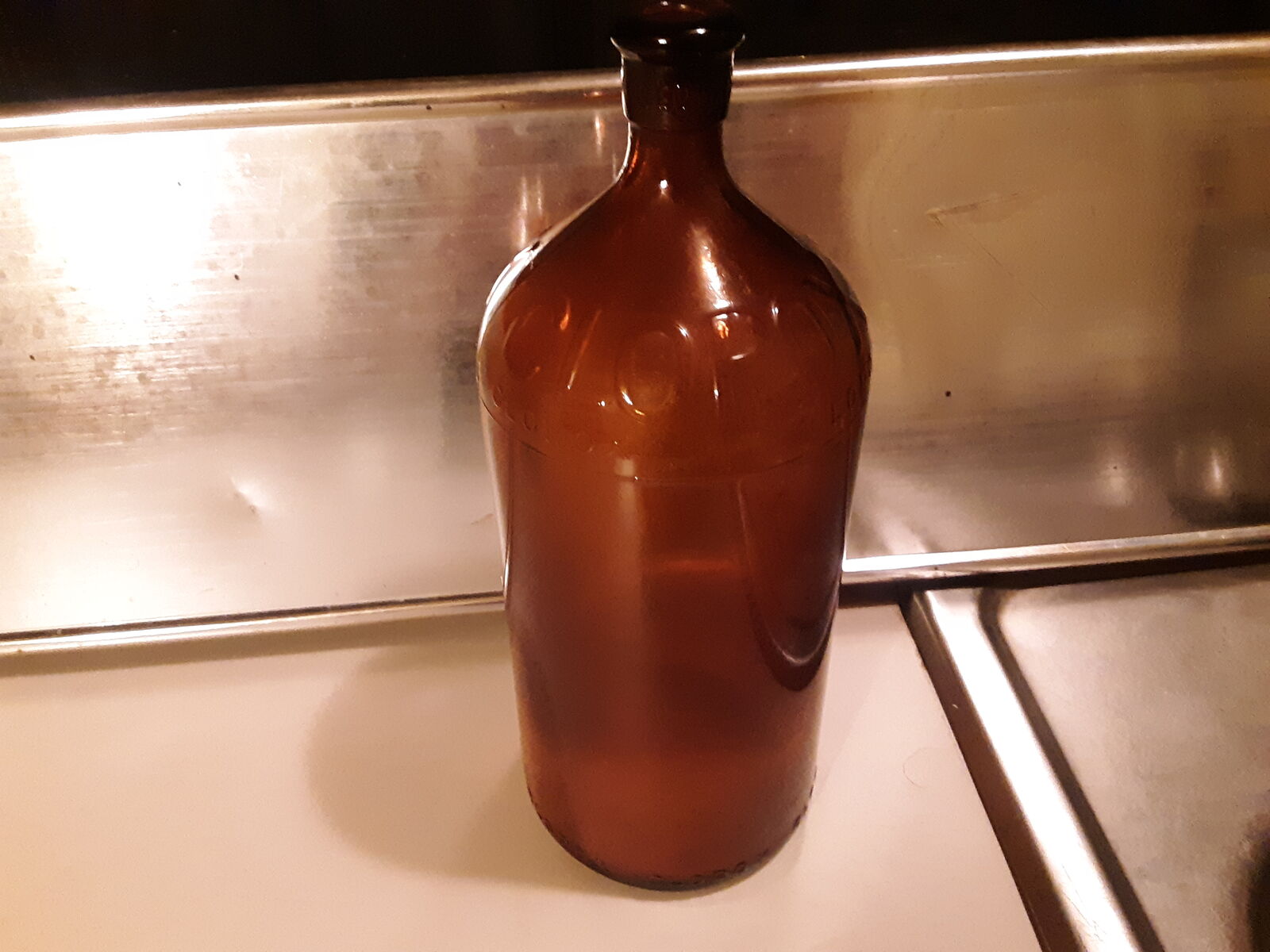 Antique Clorox 32oz Brown Bottle Cork Top