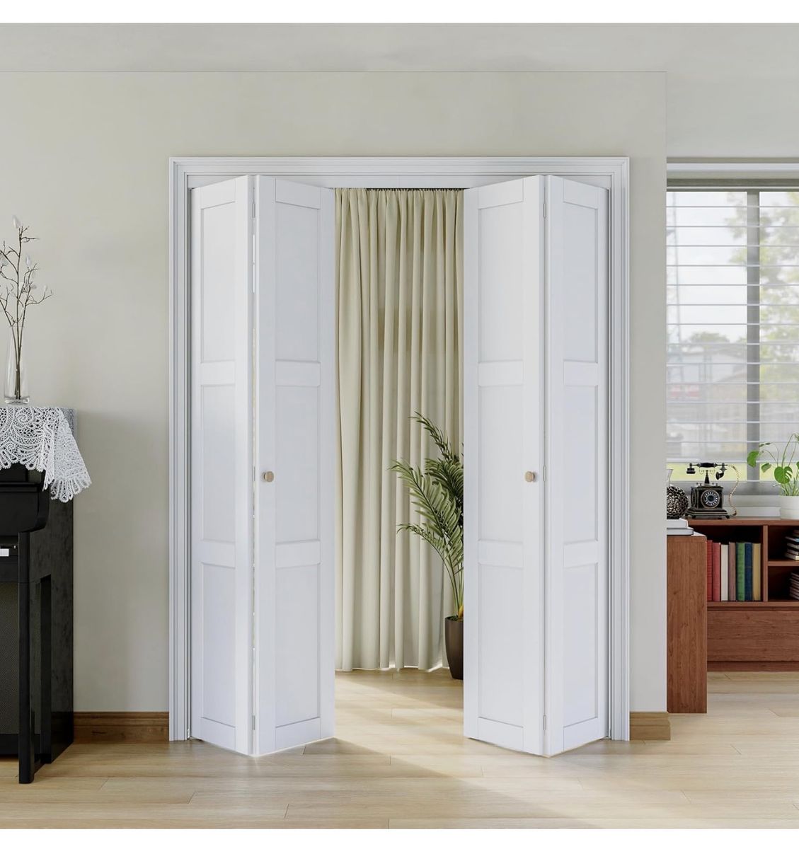 Bi-Fold Door for 60" x 80" Closet, Solid MDF Panel, Classic Style, Easy Assembly, Complete Hardware Kit Included