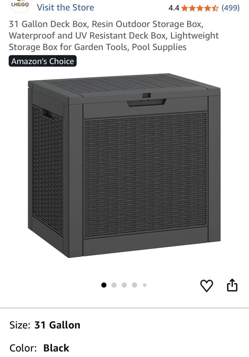 2-pack LHEGO 31 Gallon Resin Outdoor Deck Storage Box - Black