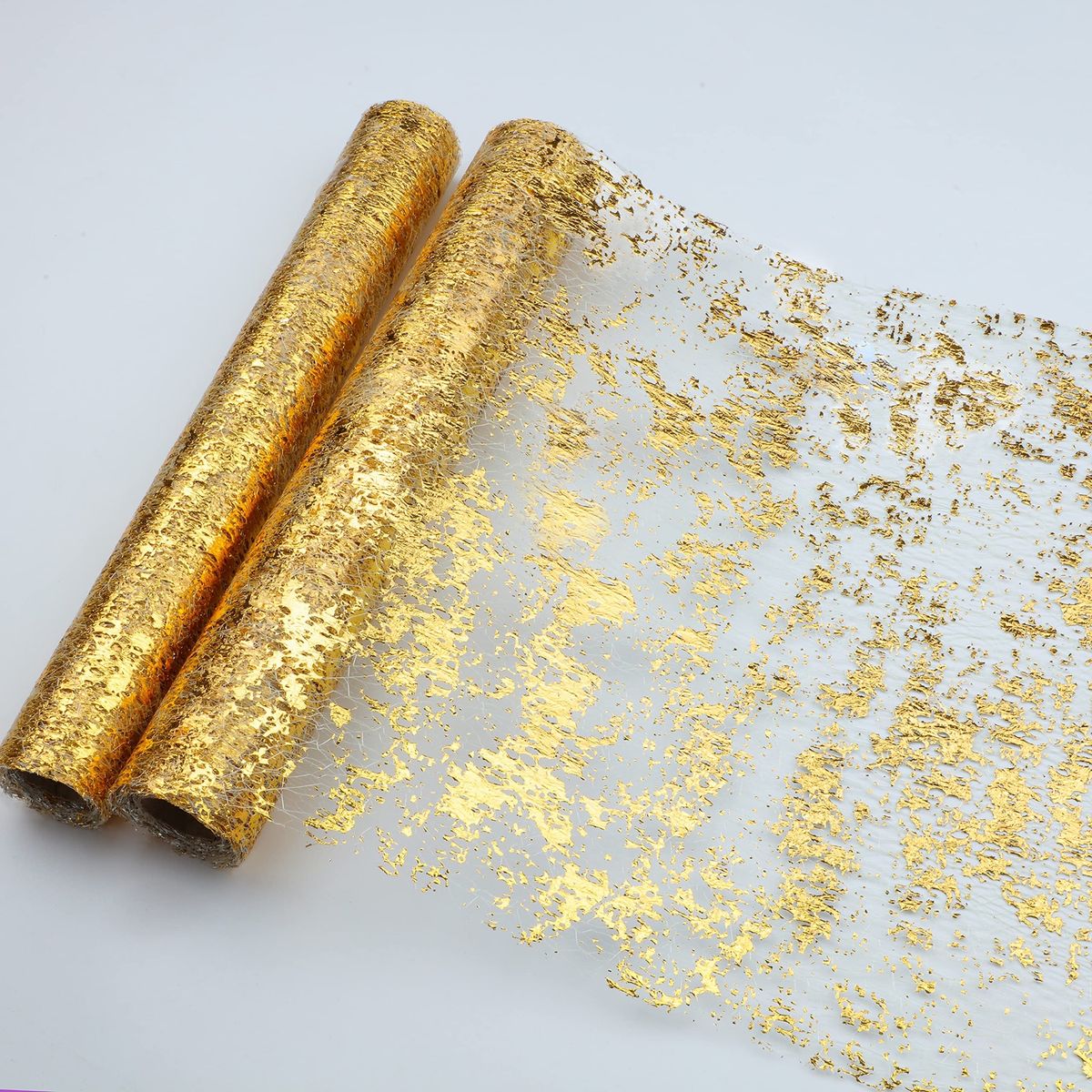 Metallic Gold Foil Thin Fiber Mesh Fabric Roll - 9 Pack for Crafts & Decor