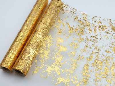 Metallic Gold Foil Thin Fiber Mesh Fabric Roll - 9 Pack for Crafts & Decor