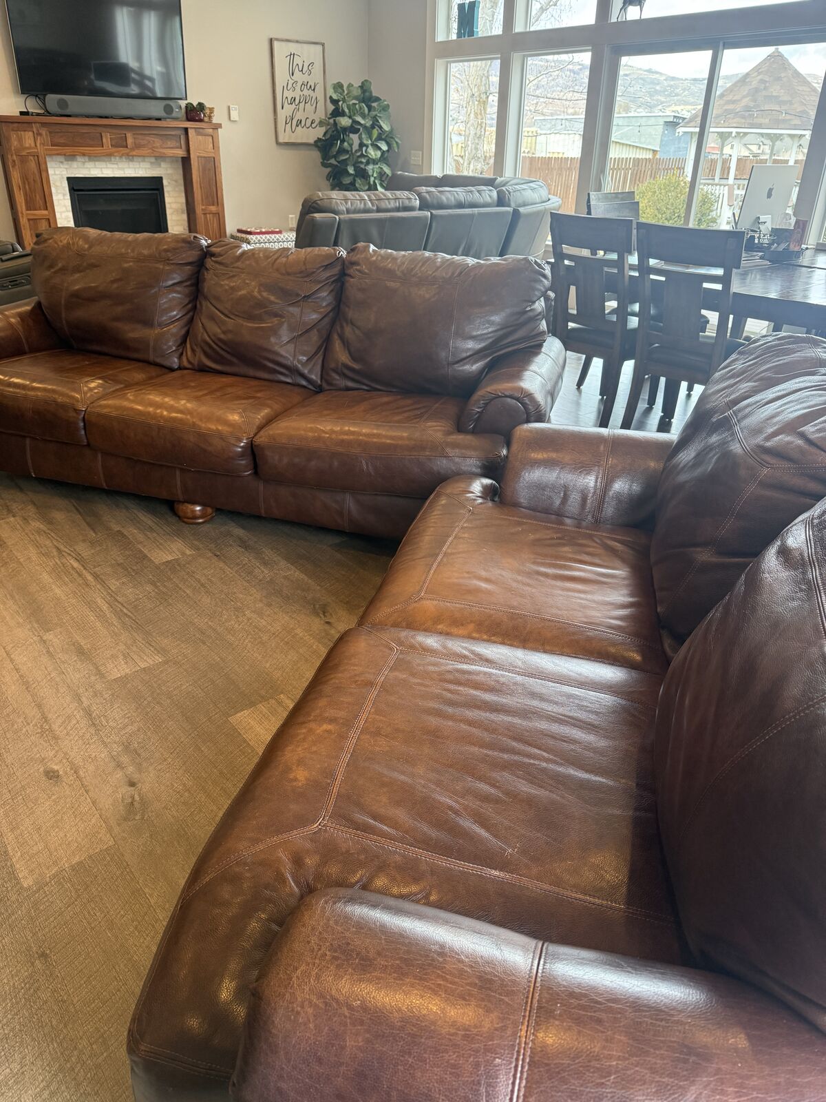 Beautiful real leather couch and loveseat