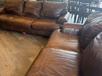 Beautiful real leather couch and loveseat