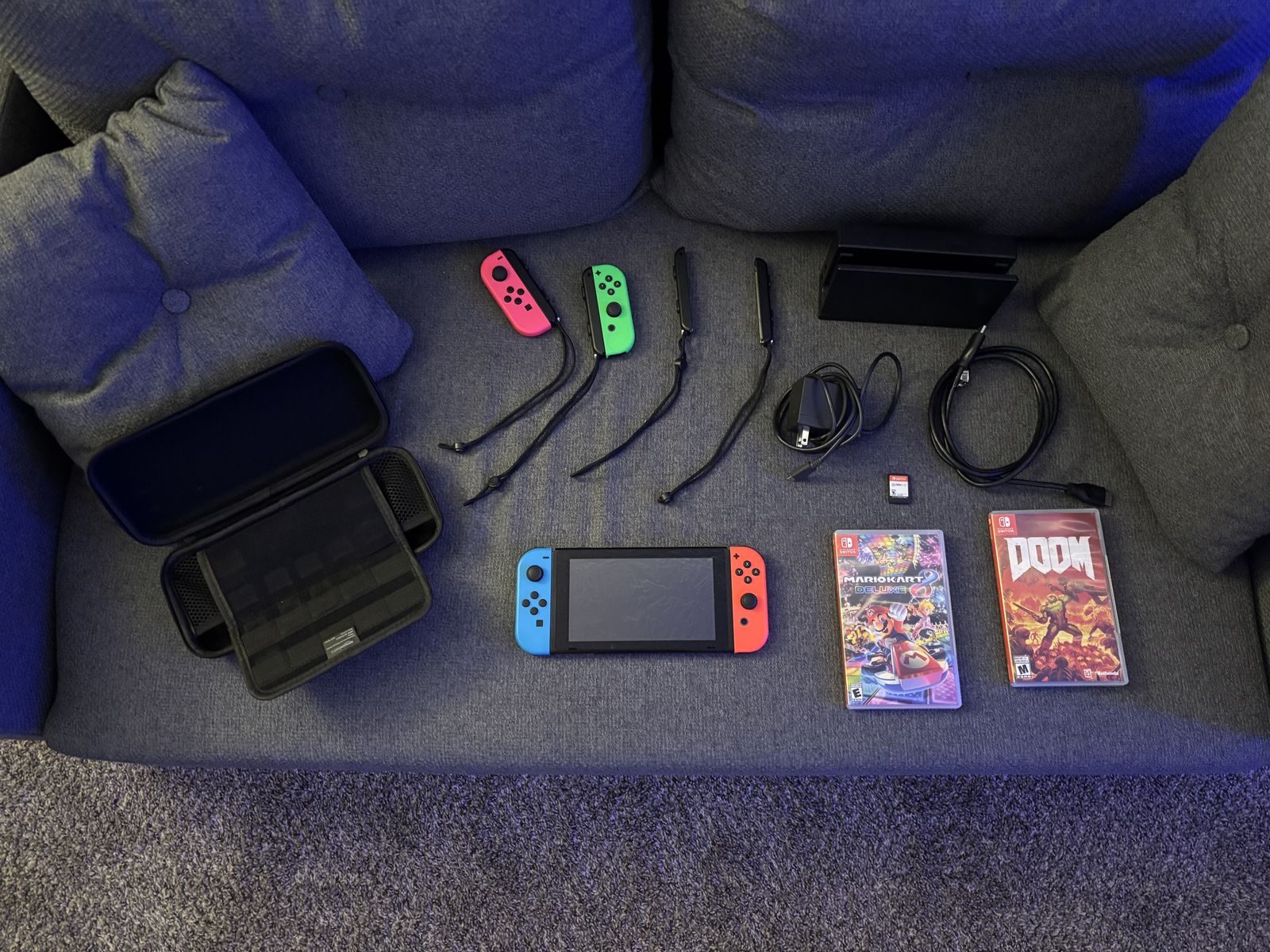 Nintendo Switch Bundle + 4 Joy-Cons, Dock, Case & 3 Games